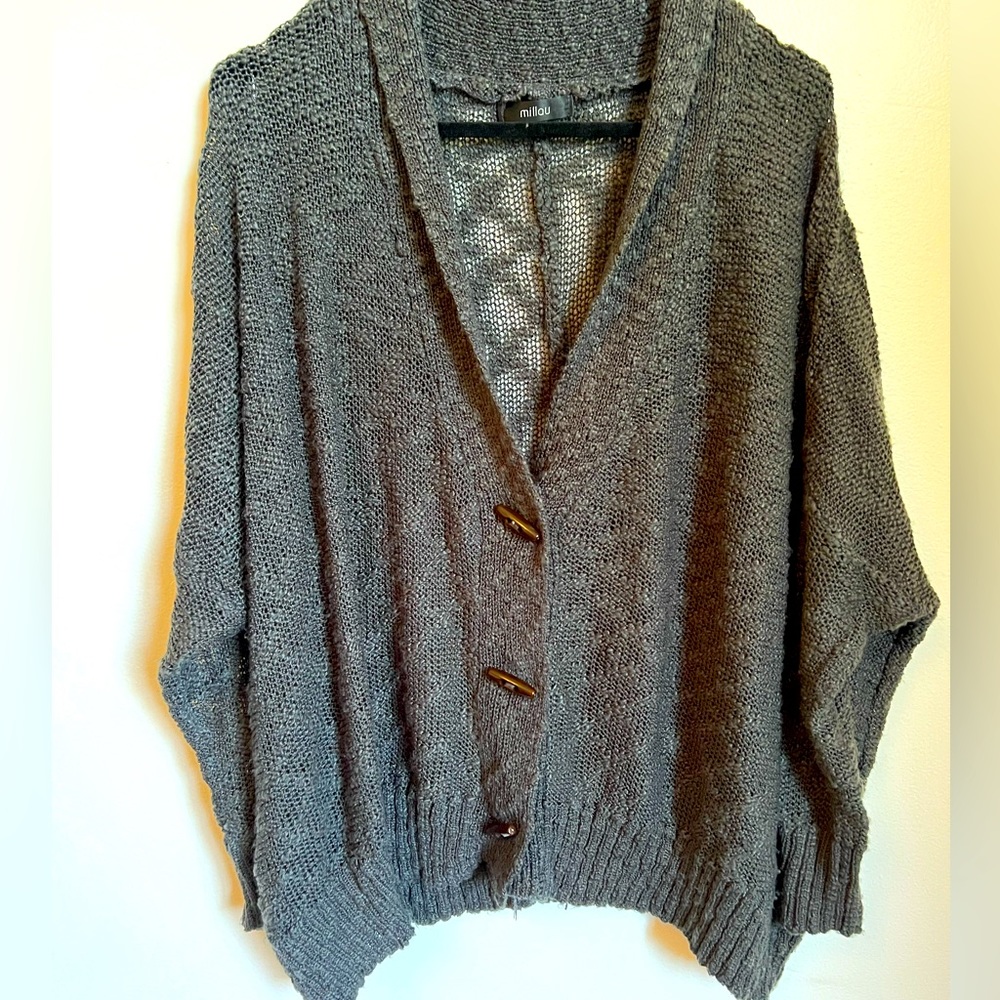 Gray Millau grandpa cardigan